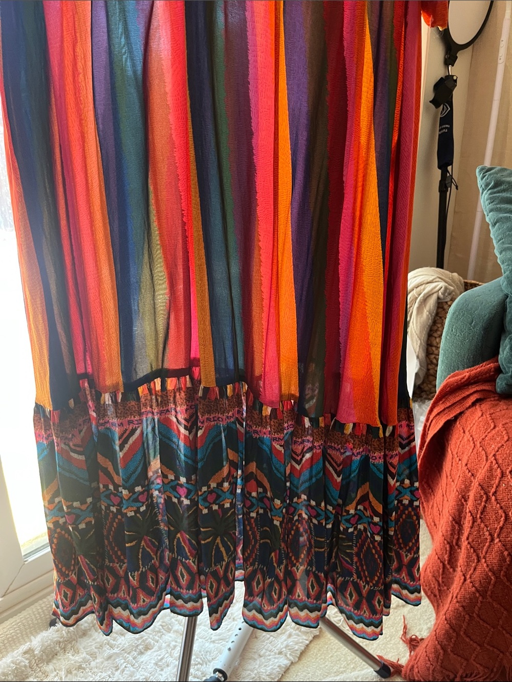 Farm Rio Bright Red & Multicolor Bohemian V-Neck Maxi Dress - Picture 6 of 15